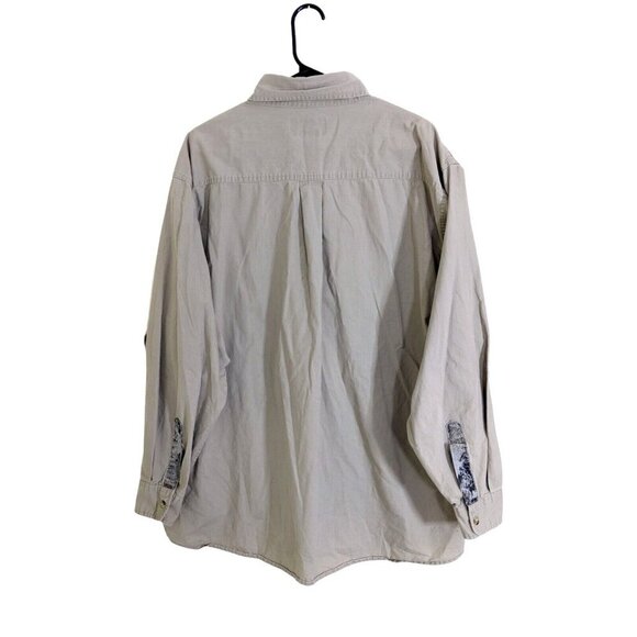 Mens Shooting Hunting Shirt Size XXL Tan Beige Khaki Long Sleeve Patch Pocket - Picture 3 of 5